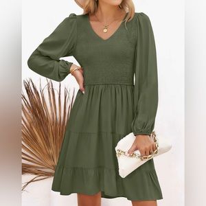 ZESICA Women’s Casual V Neck Long Sleeve Dress